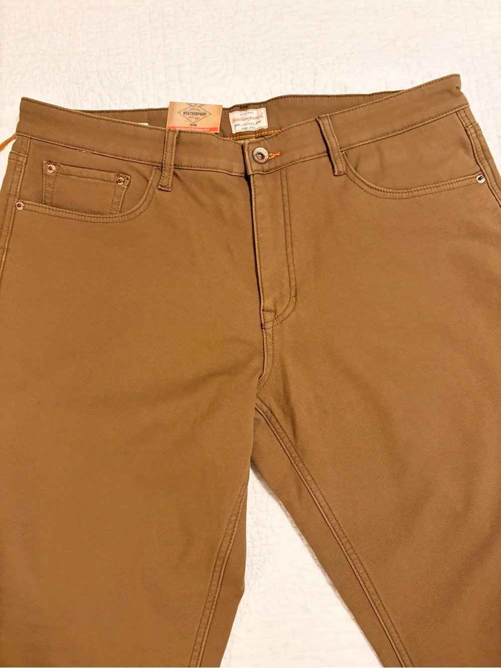 Weatherproof Vintage Fleece Lined Men’s Straight Jeans - Brown